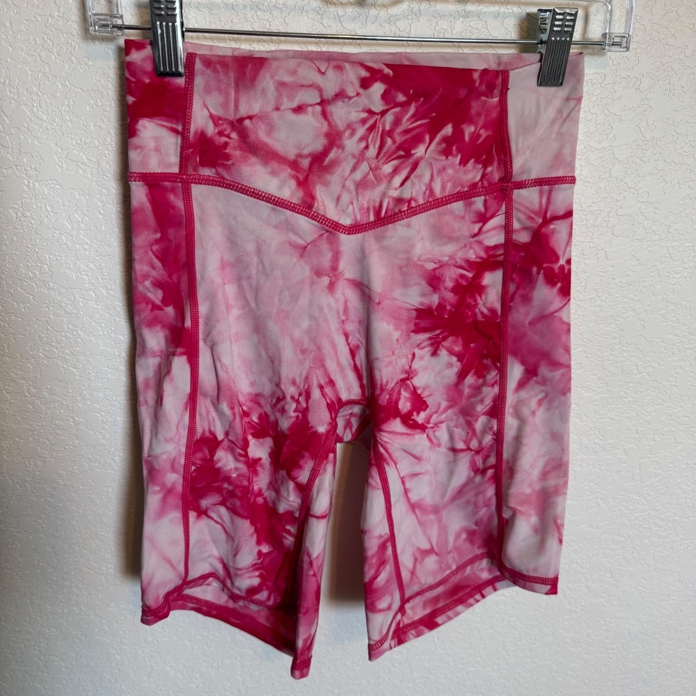 Tie Dye High Waisted Balance Athletica Biker Shorts Small Pink